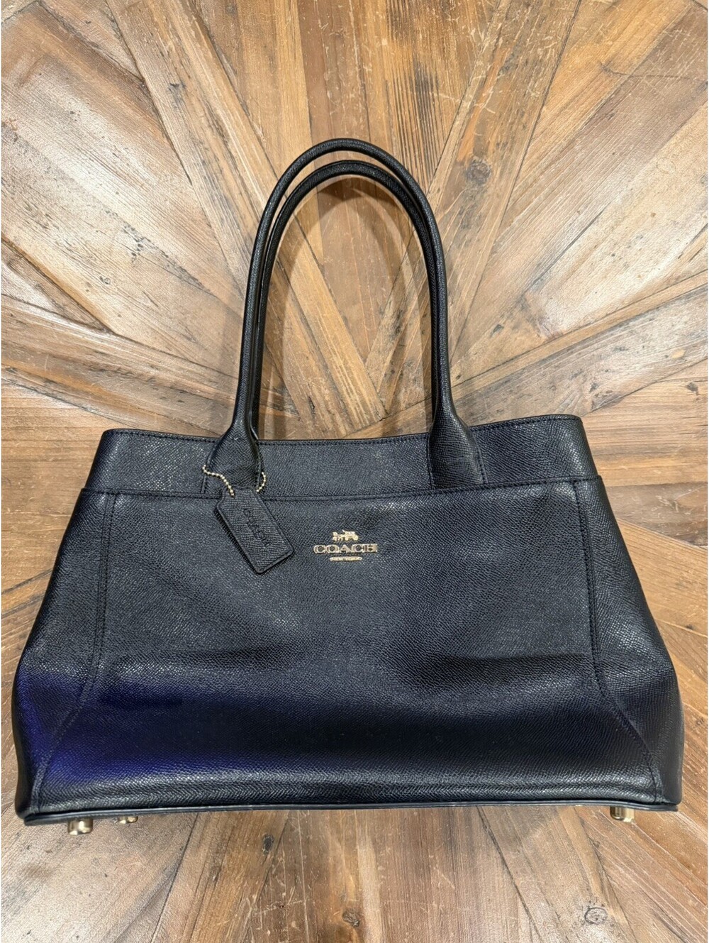 COACH Casey Tote Bag Black Saffiano Leather F31474